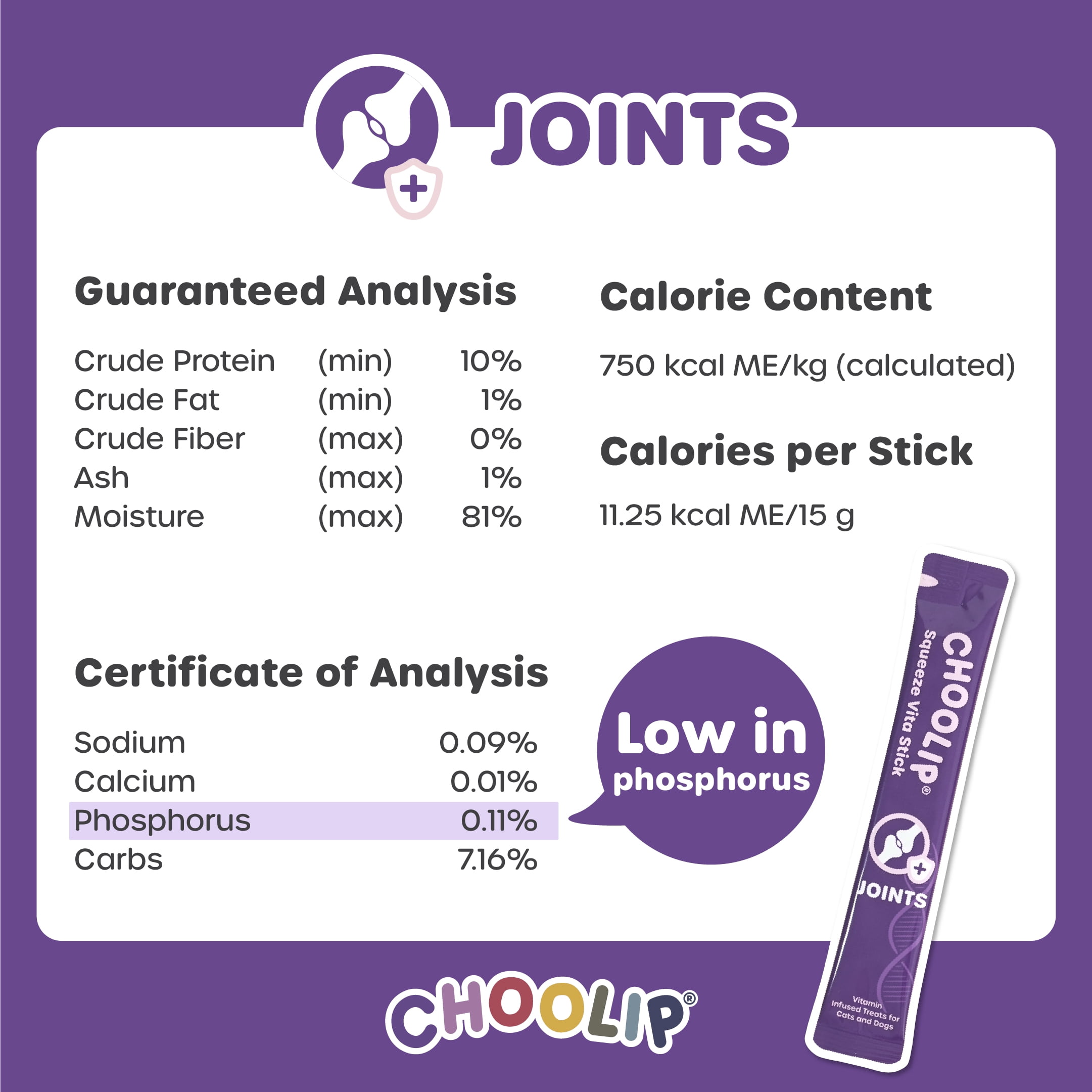 Choolip Vita Stick Joint Support Lickable Treats for Cats & Dogs, 25.9 oz (49ct)