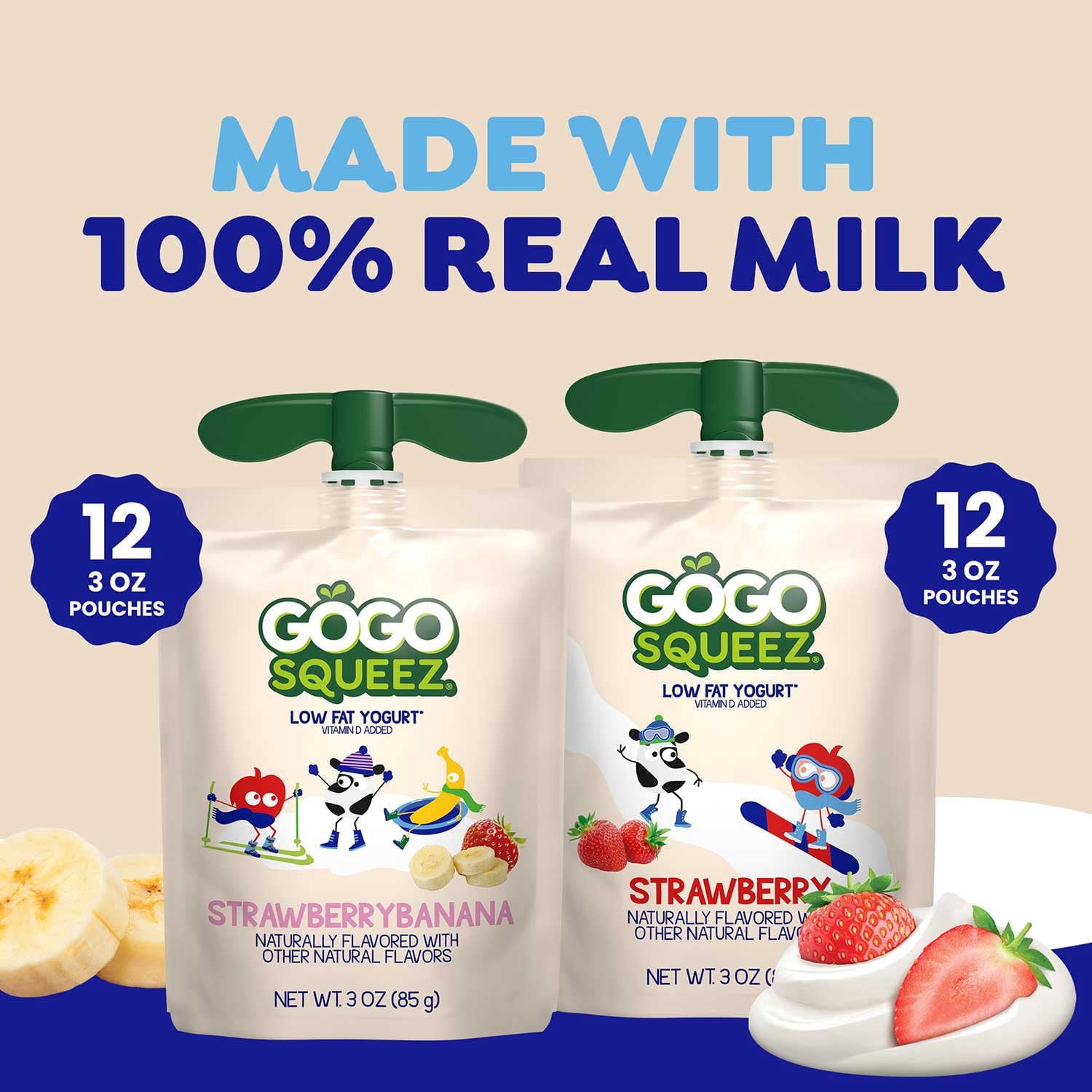 GoGo Squeez Yogurtz Strawberry & Strawberry Banana, 24 pk.