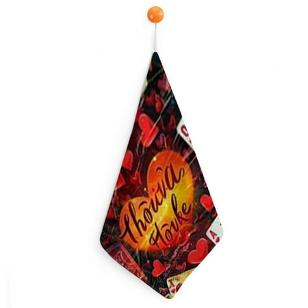 

SHERONV Hearts Cards Love Hand Drying Towels with Loop - Ultra-Fine Fiber Kitchen Bathroom Quick Dry Towels 4pcs