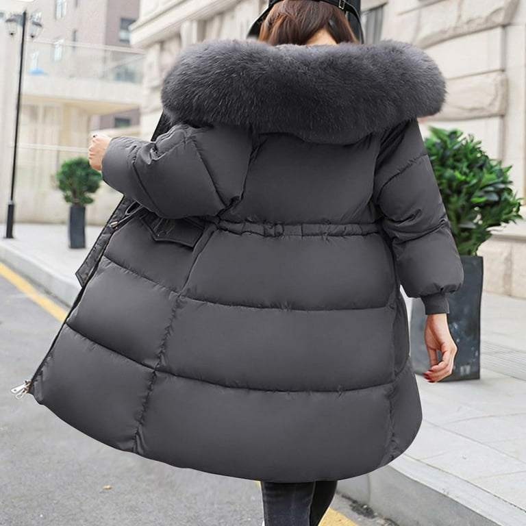 BLOCLOALO Zip Up Jacket Winter Mid Lenght Jacket Puffer Coats