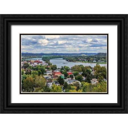 Galloimages Online 14x11 Black Ornate Wood Framed with Double Matting Museum Art Print Titled - Marietta Oh And Ohio River
