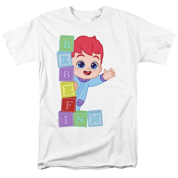Bebefinn Building Blocks Unisex Adult T Shirt, White, Medium