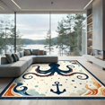 thumbnail image 2 of ODIKA 8'x10' Ultra-Soft Area Rug, Cartoon Pirate Octopus Kraken Abstract Ocean Waves Anchors Bubbles None Washable, Bare feet friendly, Silk-Touch for Bedroom, Under Sectional, 2 of 7