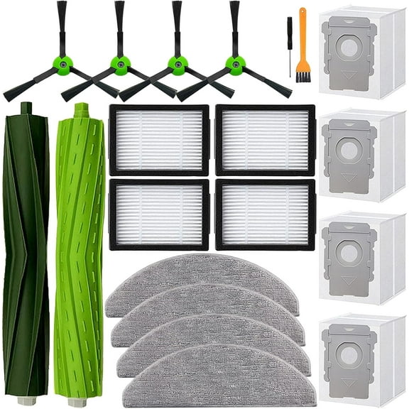 Replacement Parts Accessories for iRobot Roomba Combo i5, i5 , j5, j5  Robot Vacuum Cleaner, 1 Set of Roller Brush & 4 Filters & 4 Mop Pads & 4 Vacuum Bags & 4 Side Brushes