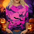 thumbnail image 2 of Trgacdwlo Womens Halloween Shirts Funny Pumpkin Ghost Shirts for Women 3/4 Sleeve Funny Ghost Graphic Festival Fall Women's Tunics, 2 of 7