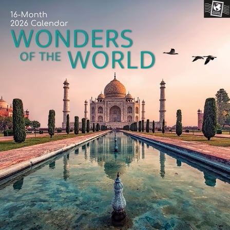 Gifted Stationery Co, Wonders of the World 2026 Wall Calendar, 12'' X 12'', 16-Month Calendar with Stapled Binding