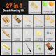 thumbnail image 2 of Kit para hacer sushi Delamu 27 en 1 con tapetes de bambú y cuchillo para sushi, 2 of 8