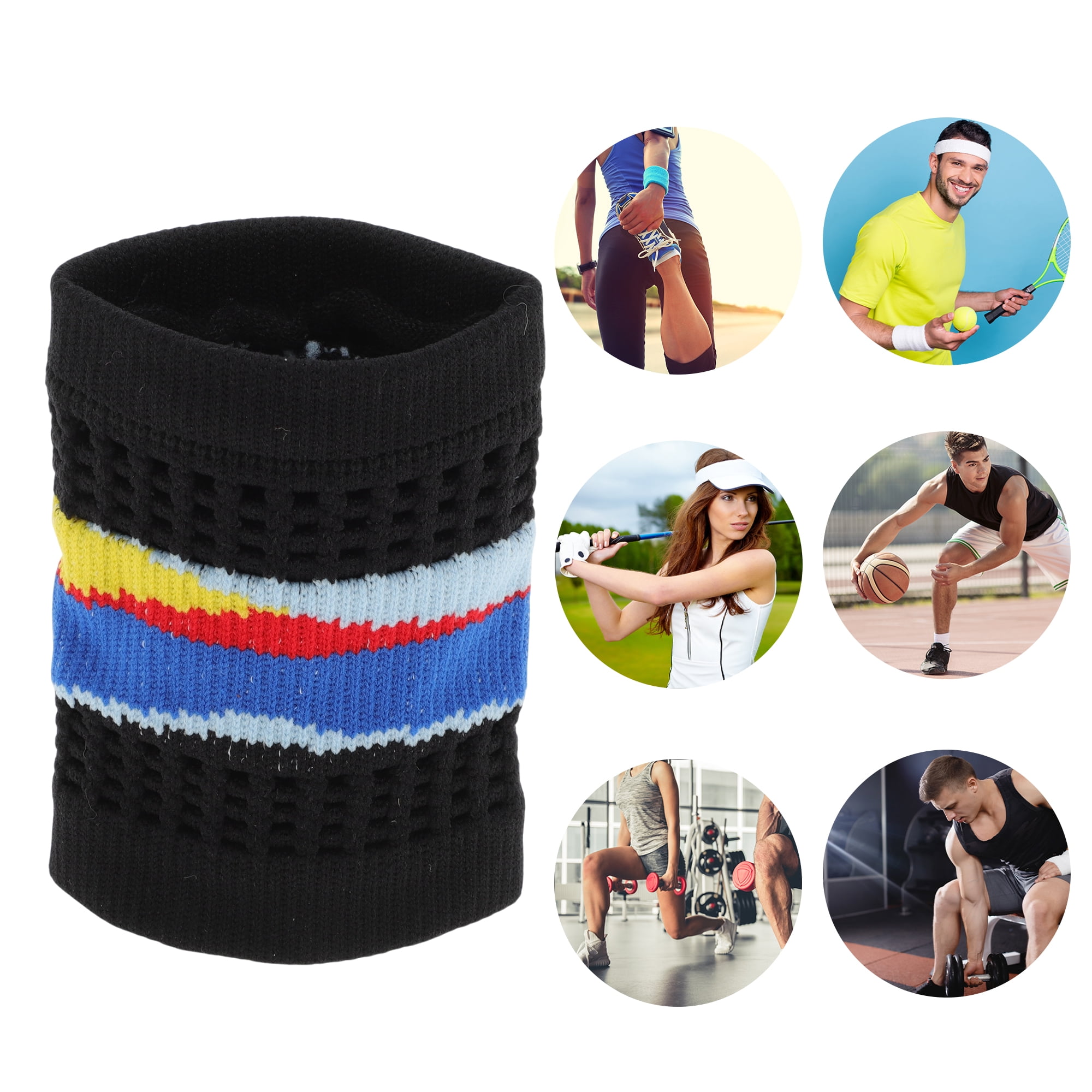 Unique Bargains Durable Perspiration Wicking Wrist Sweatbands 1 Pc Black Sky Blue