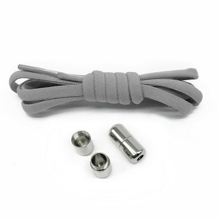 

Tie Free Elastic Elastic Laces Metal Shoe Buckle Universal Shoelace for Kids and Adults Grey