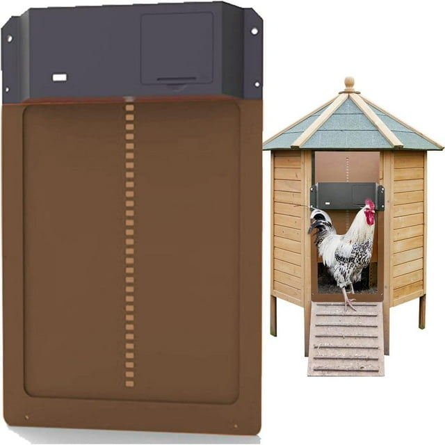 DEBGFS Automatic Chicken Coop Door Water Resistant Upgraded Chicken Door Opener Light Sensing Chicken Coop Door Battery Operated Automatic Door for Chicken Run Chicken Coop Accessories,none,none