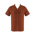 thumbnail image 2 of Mens Golf Shirts Lapel Solid Color Short Sleeved Button Linen Mens Performance Polos,Orange,L, 2 of 3