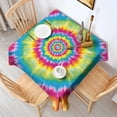 thumbnail image 2 of Colorful Rainbow Tie Dye Spiral Pattern Square Tablecloth,Waterproof Square Table Cover,Wipeable Spillproof Washable Table Cover for Home Kitchen Party Decor 60"x60"(152x152cm), 2 of 6