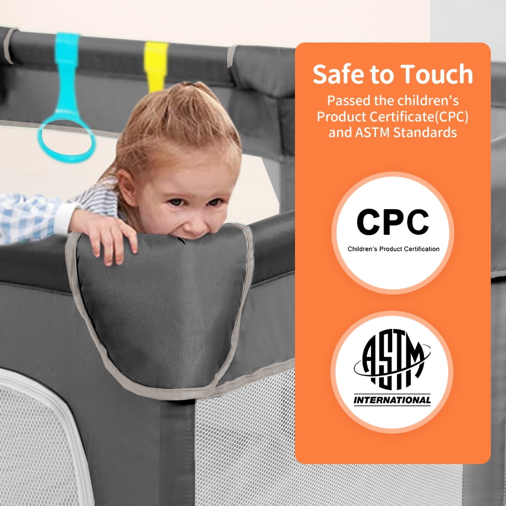 Baby Playpen, Extra Large Baby Playard, Baby Safety Play Yard for Infants Toddlers, Gray