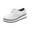 White, variant on Lovskoo 2024 Women's Platform Leather Shoes Wingtips Square Toe Lace Up Thick Sole British Style Hollowed Out Shoes Gray