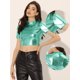 thumbnail image 2 of Disfraz de navidad Allegra K Top corto metalizado Menta Verde XL, 2 of 6