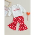 thumbnail image 3 of Bslissey Valentine's Day Toddler Girls 2Pcs Outfits Long Sleeve Letter Print Sweatshirt + Heart Print Flare Pants 6M 12M 18M 24M 3T Infant Girl Casual Daily Clothes, 3 of 9
