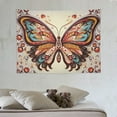 thumbnail image 4 of ONETECH  Boho Tapestry ~ Orange Butterfly Moth Wall Tapestry, Hippie Tapestry with mushroom, plants, tapestry for bedroom Aesthetic Living Room and Dorm, 4 of 7