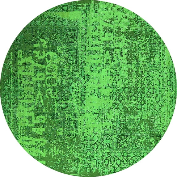 Ahgly Company Indoor Round Oriental Green Industrial Area Rugs, 6' Round