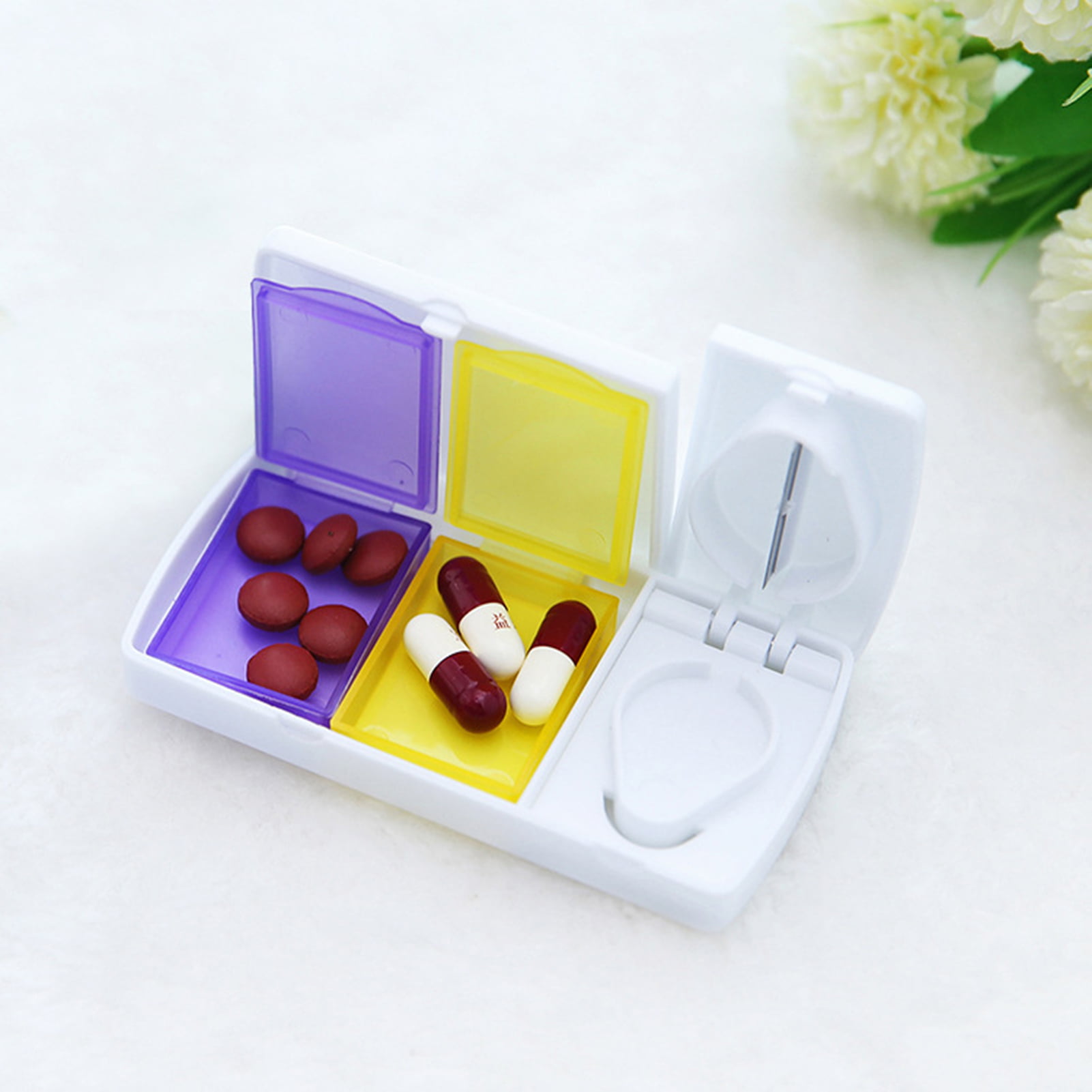 Dream Lifestyle Pill Box Portable Waterproof Plastic Multiple Compartments  Pill Cutter for Travel 