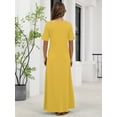 thumbnail image 2 of Chiclily Women's Summer Short Sleeve Maxi Dress with Pockets - Soft Casual Loose Long Boho Sundress for Beach & Vacation, Yellow Size XL, 2 of 7