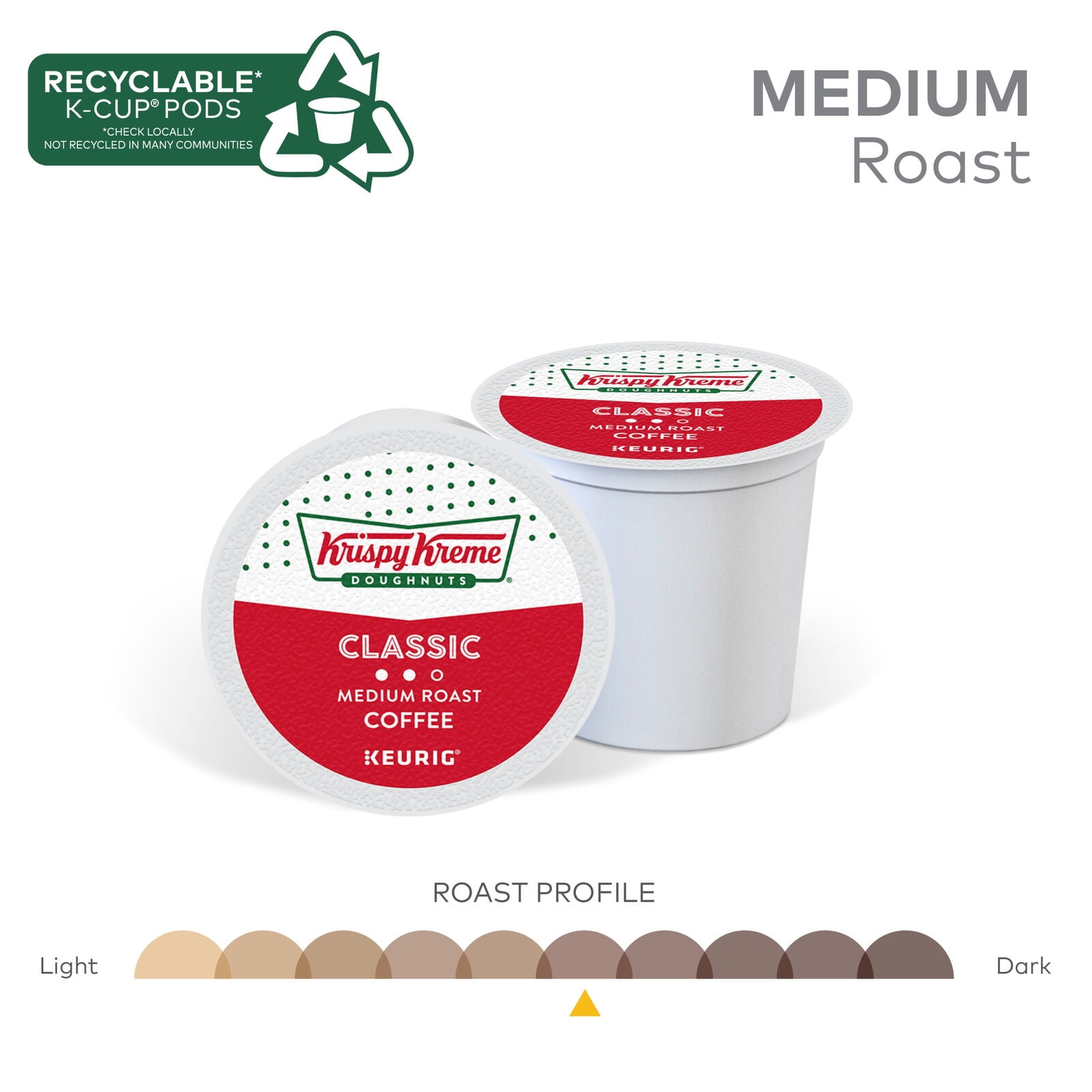 Krispy Kreme Classic, Single-Serve Keurig K-Cup Pods, Medium Roast Coffee, 24 Count