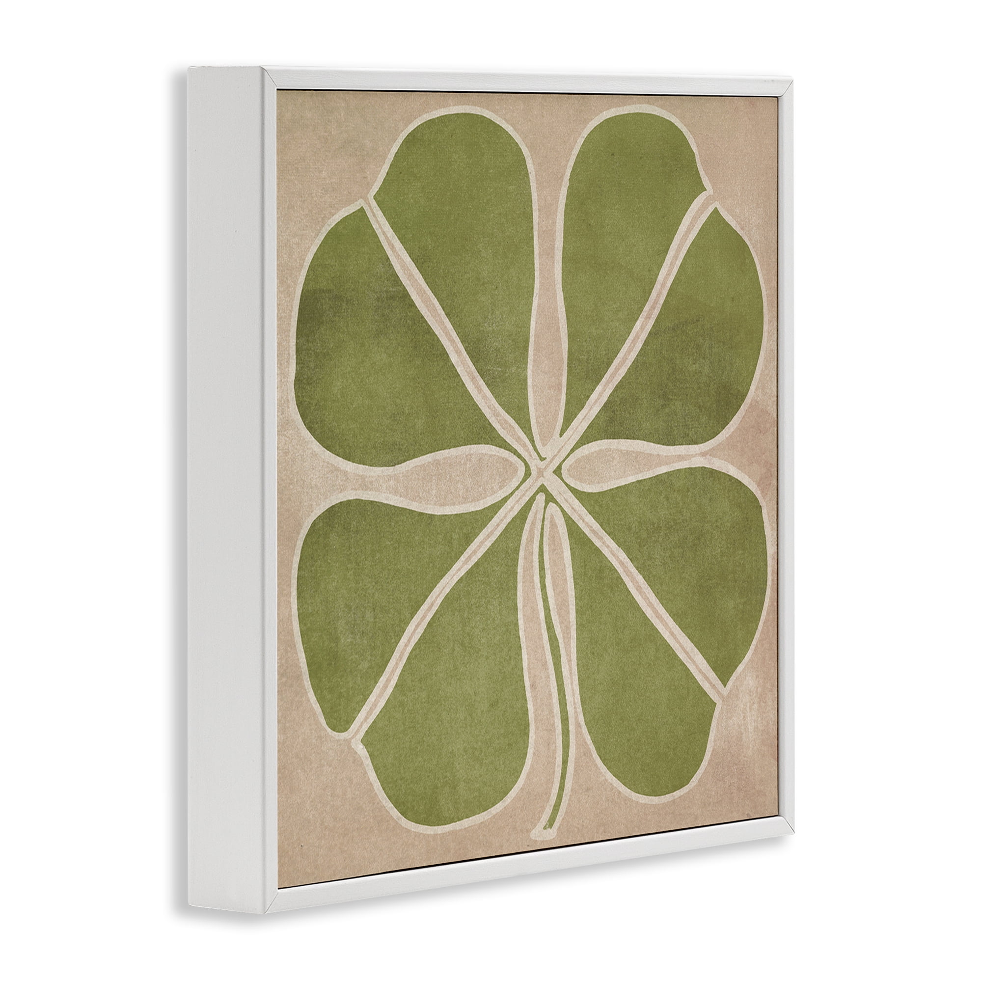 Neutral Symmetrical Clover White Framed Giclee Art, design by June Erica Vess
