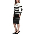 thumbnail image 4 of INSPIRE CHIC Women's Striped Sweater Dress Long Sleeve Stretchy Crew Neck Bodycon Ribbed Knit Casual Fall Long Dresses S White, 4 of 6