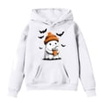 thumbnail image 5 of Staki Kids Girl Hooded Sweatshirt Graphic Letter Print Halloween Shirt Long Sleeve Pullover Tops(White,13-14 Years), 5 of 6