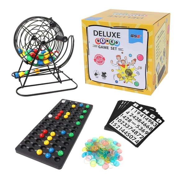 GSE Games & Sports Expert Deluxe Bingo Game Set with Bingo Cage, Bingo Master Board, Bingo Balls, Bingo Chips and Bingo Cards. Great for Kid, Adults and Family Party