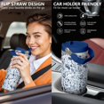 thumbnail image 5 of Leopard Print 30oz Handheld Travel Tumbler with Handle – Double Wall Stainless Steel Insulated Cup, Flip Straw Lid, Leak-Proof & BPA-Free for Hot and Cold Drinks – Durable Coffee & Juice Mug White, 5 of 6