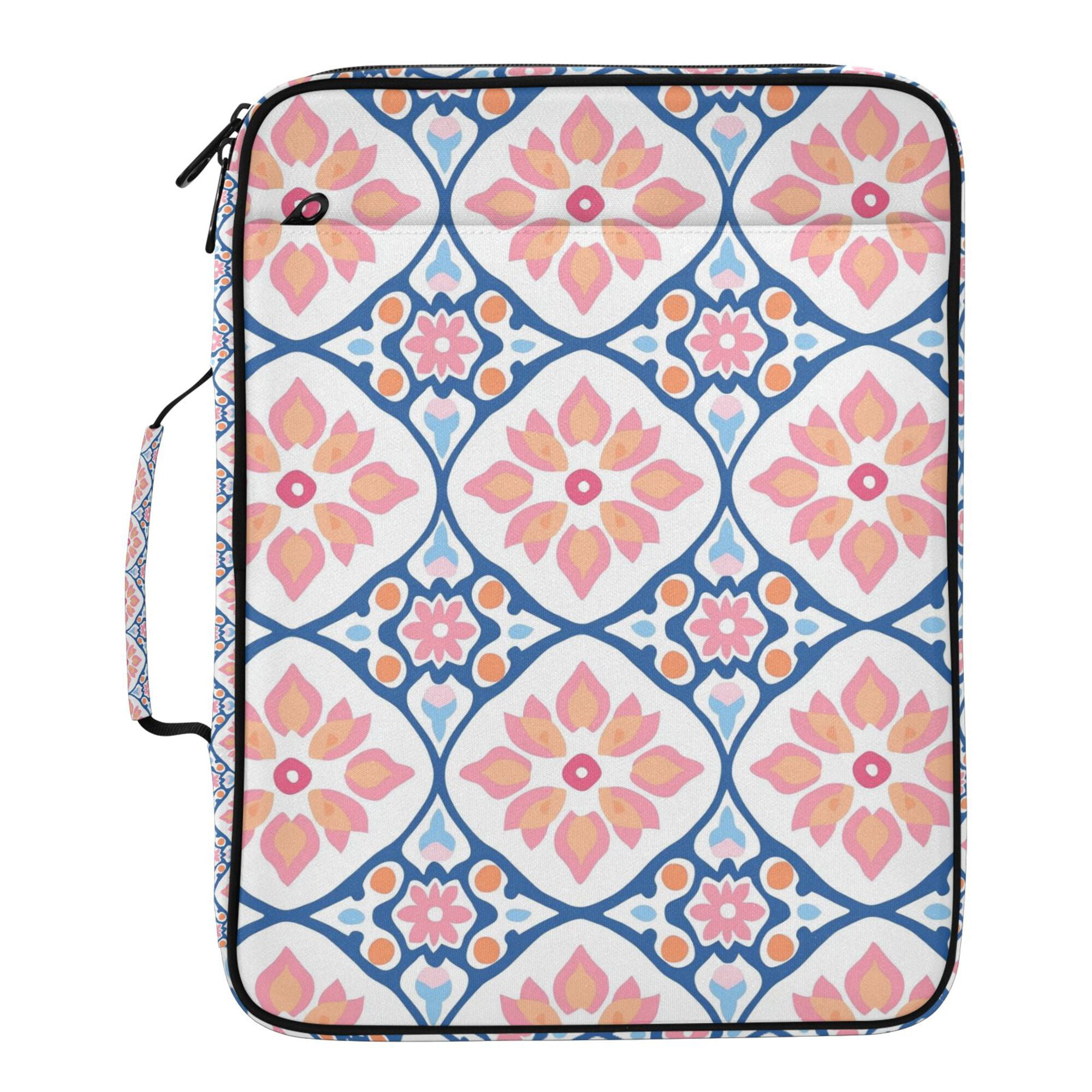 FORMRS Accordion File Folder A4 Size 7-Pocket Expanding Document Organizer Bag with 3 Ring Binder, Mosaic Flowers Pattern