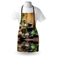 thumbnail image 3 of Spa Apron Asian Zen Massage Stone Triplets with Herbal Oil and Scent Candles Print, Unisex Kitchen Bib Apron with Adjustable Neck for Cooking Baking Gardening, Black Brown and White, by Ambesonne, 3 of 3