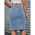thumbnail image 2 of Womens Medium Wash Denim Pencil Skirt Knee Length Casual Fit, 2 of 29