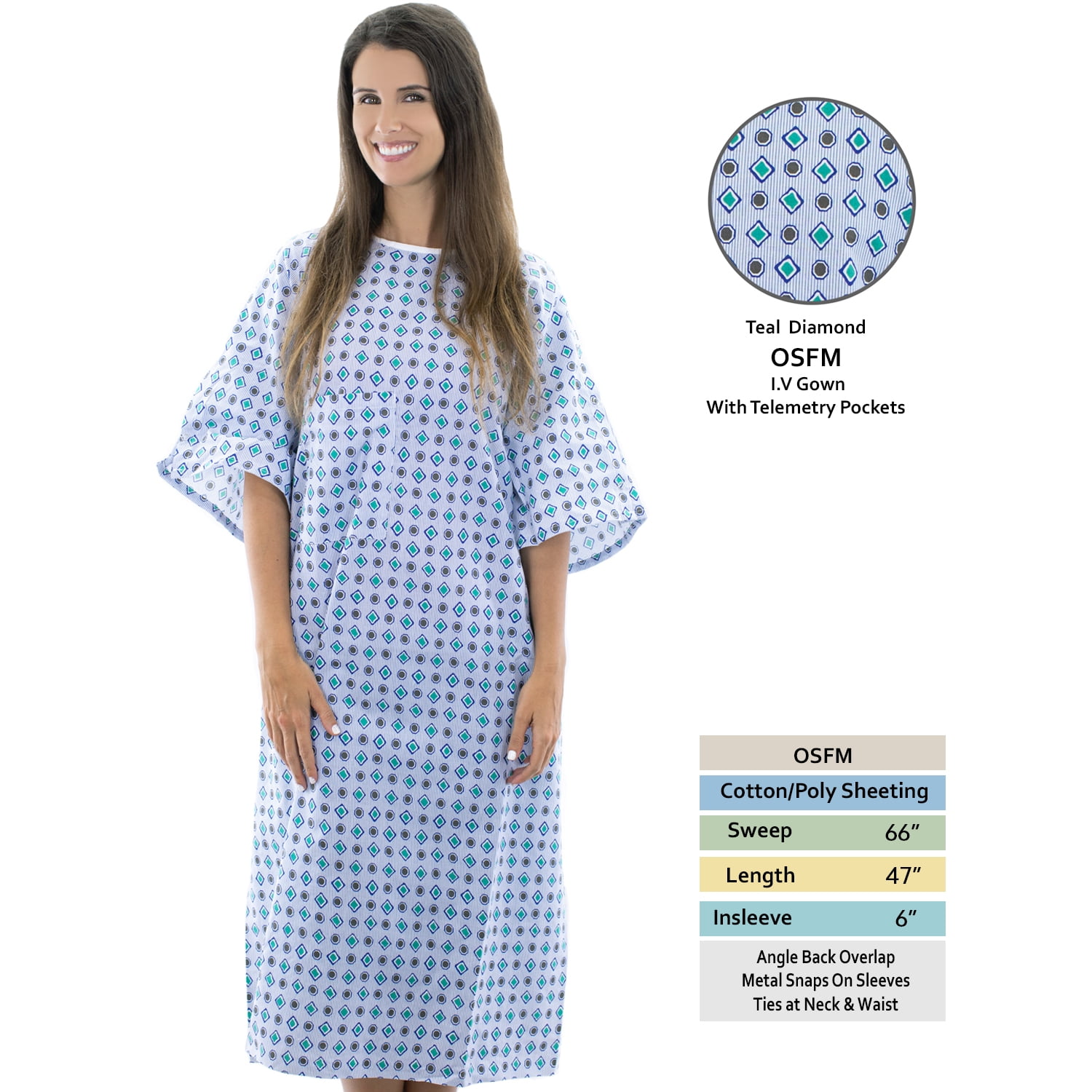 Personal Touch Angle Back Overlap Premium Patient IV Sleeves Hospital