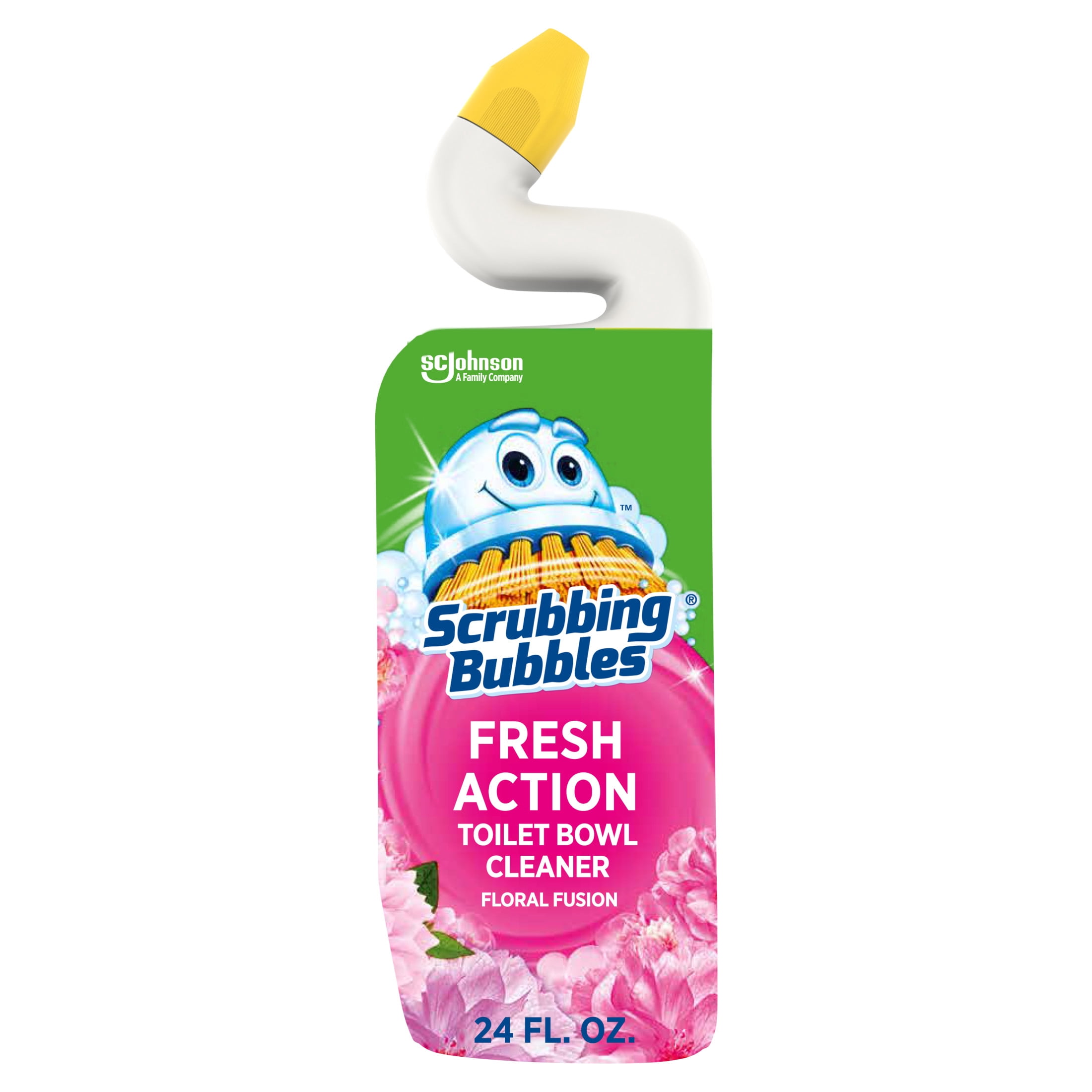 (3 pack) Scrubbing Bubbles Fresh A Countion Toilet Bowl Cleaner, Floral Fusion, 1 Squeeze Bottle, 24 oz