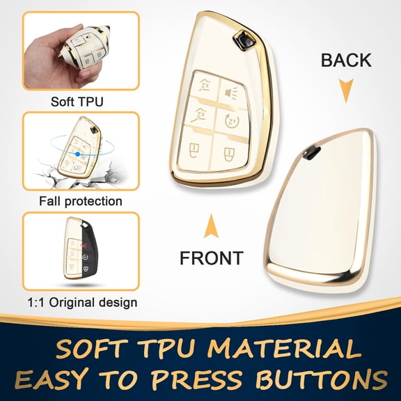 for Chevy Key Fob Cover with Keychain Soft TPU Protection Case Compatible with 2021-2026 Chevy Tahoe Suburban GMC Yukon Denali Silverado 6-Buttons