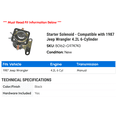 thumbnail image 2 of Starter Solenoid - Compatible with 1987 Jeep Wrangler 4.2L 6-Cylinder, 2 of 2