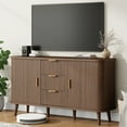 thumbnail image 3 of Aufeile Sideboard Buffet Cabinet, 55" Storage Cabinet with 3 Drawers and Adjustable Shelves, Modern Accent Cabinet for Kitchen, Dining Living Room, Entryway, Hallway, Walnut, 3 of 9