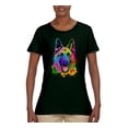 thumbnail image 2 of Colorful Happy German Shepherd Dog Animal Lover Womens Graphic T-Shirt, Forest Green, Large, 2 of 3
