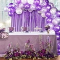 thumbnail image 4 of Kit de decoración para fiestas moradas, telón de fondo con flecos de papel de aluminio morado, decoraciones de cumpleaños, suministros para fiestas de graduación, 4 of 6