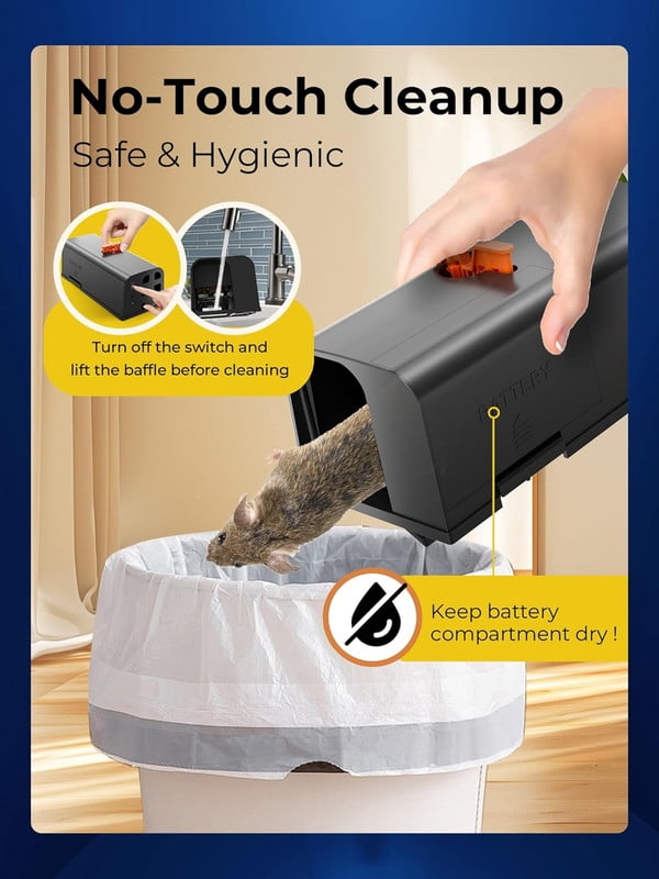 Yardgrace Electric Rat Trap Indoor for Home, Electronic Rodent Zapper with Anti-Escape Design, No-Touch Disposal, Plug-in Powered Rat Trap for Kitchen, Garage, Basement (Black)