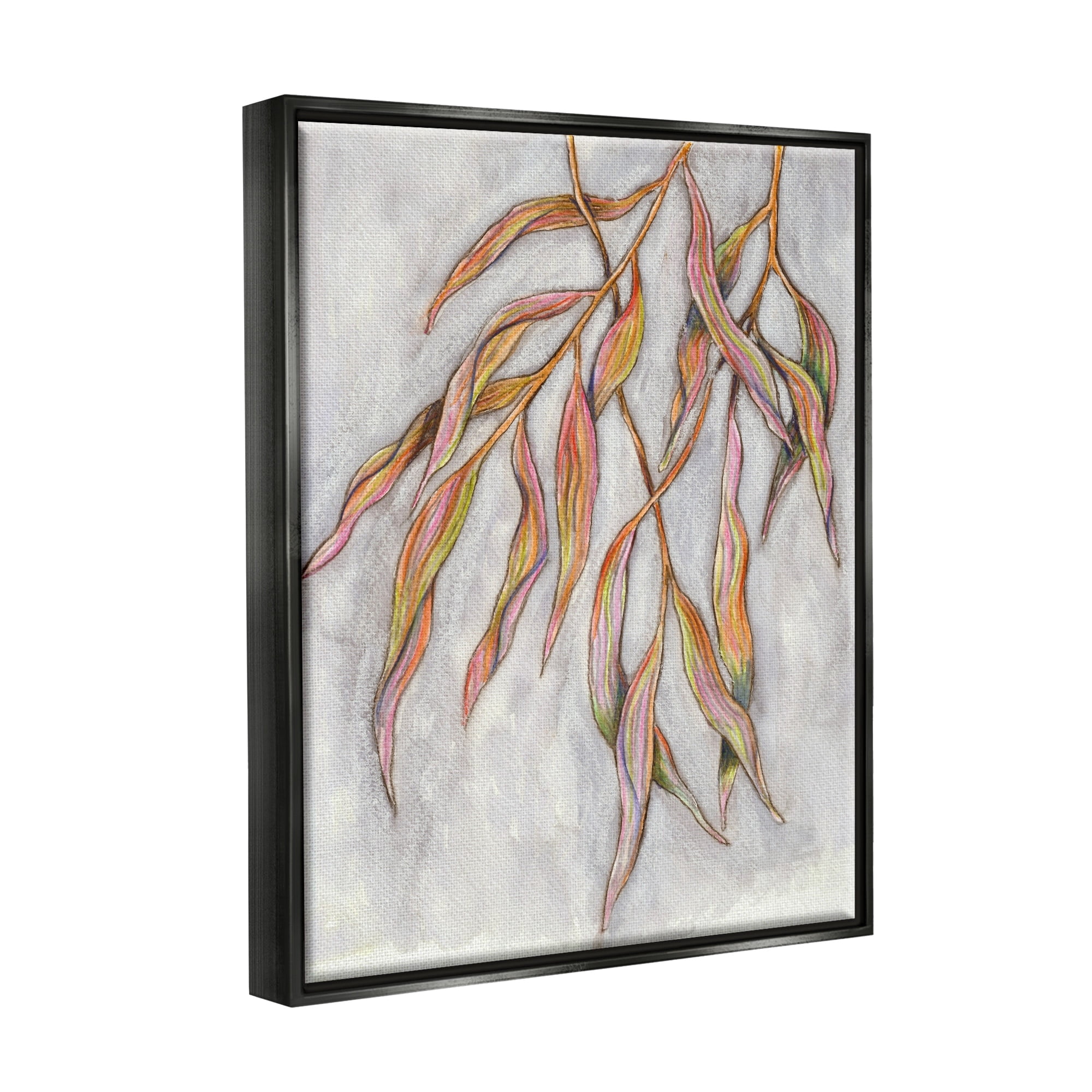 Stupell Industries Withering Leaves Botanicals Hanging Modern Watercolor Detail Painting Luster Gray Floating Framed Canvas Print Wall Art, Design by Elvira Errico