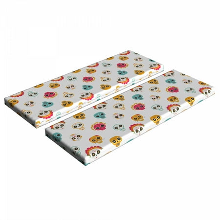 

Dia De Los Muertos Bench Cushion Set of 2 Ornamental Skull Designs Traditional Pattern on Plain Backdrop Standard Size Foam Pad and Decorative Cover Multicolor by Ambesonne