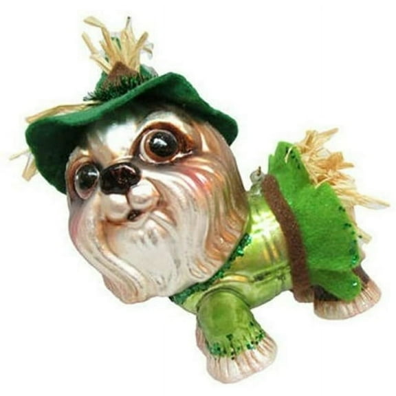 December Diamonds Blown Glass Scarecrow Shihtzu Hanging Ornament