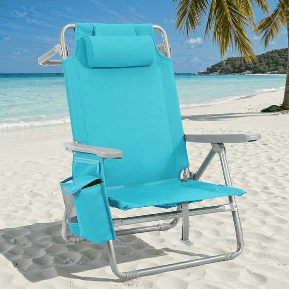Arlopu Folding Backpack Beach Chair, Outdoor Portable Folding Camping Chair, Max Load 350lbs