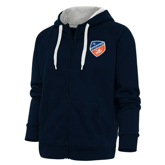 Women's Antigua Navy FC Cincinnati Logo Victory Full-Zip Hoodie