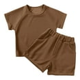 thumbnail image 3 of Bovxnpu Summer Boys Girls 2 Piece Outfits, Toddler Girls Clothing Sets, Kids Solid Color Fashion Short Sleeve Sets Casual Top Shorts Two Piece Sets 7 Years, 3 of 8