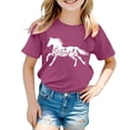 thumbnail image 3 of MUXiin Girls Easter Shirt Size 12 Bunny Short Sleeve T-Shirt Comfortable Easter's Day Preppy Tops Tee for Toddler & Kids (Purple,3-4 Years), 3 of 5