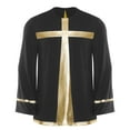 thumbnail image 6 of Aislor Men's Liturgical Praise Dance Outfit Metallic Shiny Cross Pullover Tops and Loose Pants Church Worship Dancewear Black L, 6 of 7