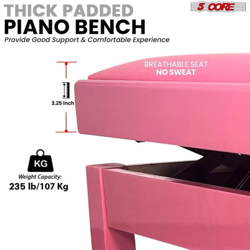 Adjustable Piano Bench Solid Wood Keyboard Stool Heavy Duty Musician Chair